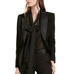 Altuzarra dot tie front sheer long sleeve black blouse women size medium